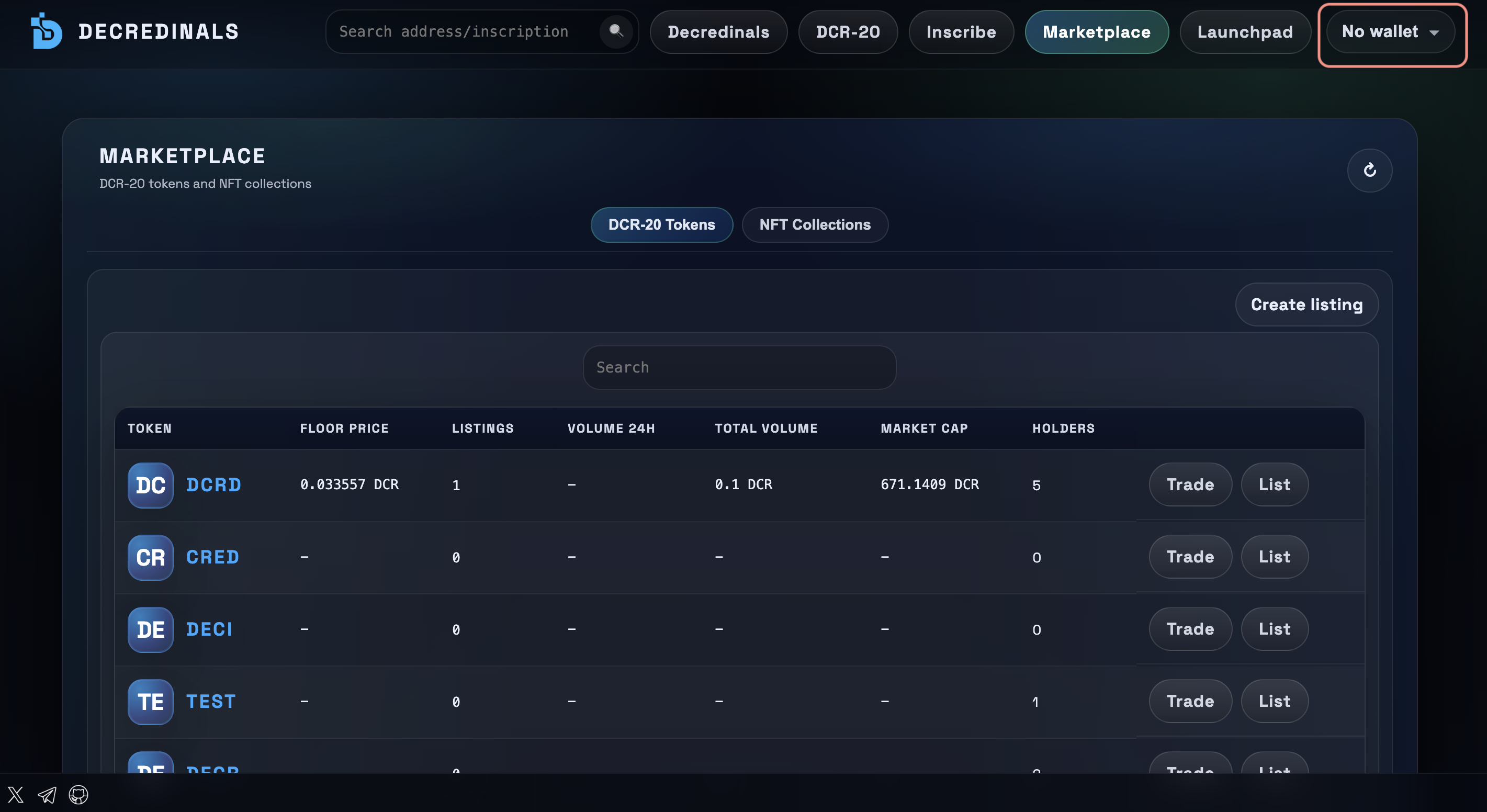 Create wallet step 1